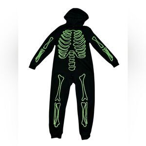 Glow In The Dark Skeleton Pajamas Onesie Sleepwear Youth Large